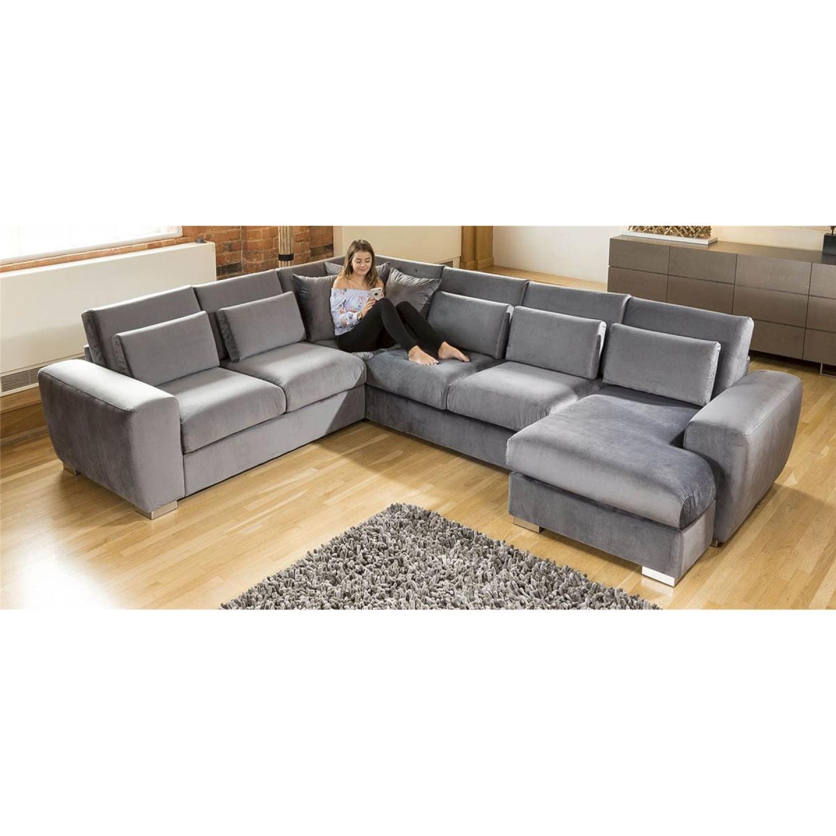 Quatropi Ohio Luxury L Shape Velvet Corner Sofa 6 Seater Chaise 14R – image 2