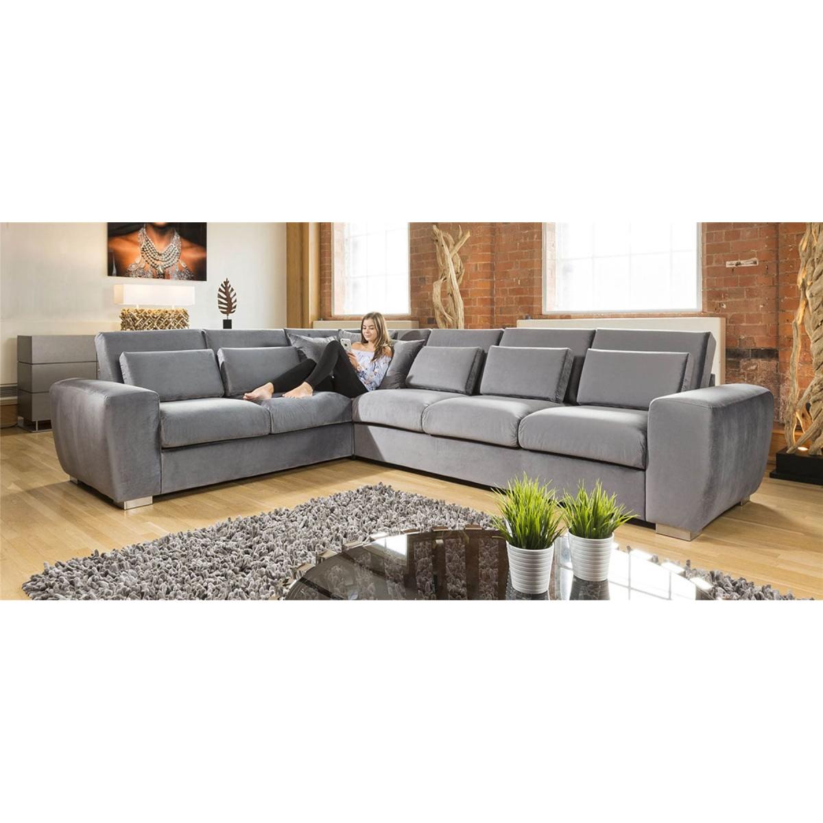 Quatropi Ohio Huge Luxury Comfy Velvet L Shape Corner Sofa 6 Seater 5R – image 2