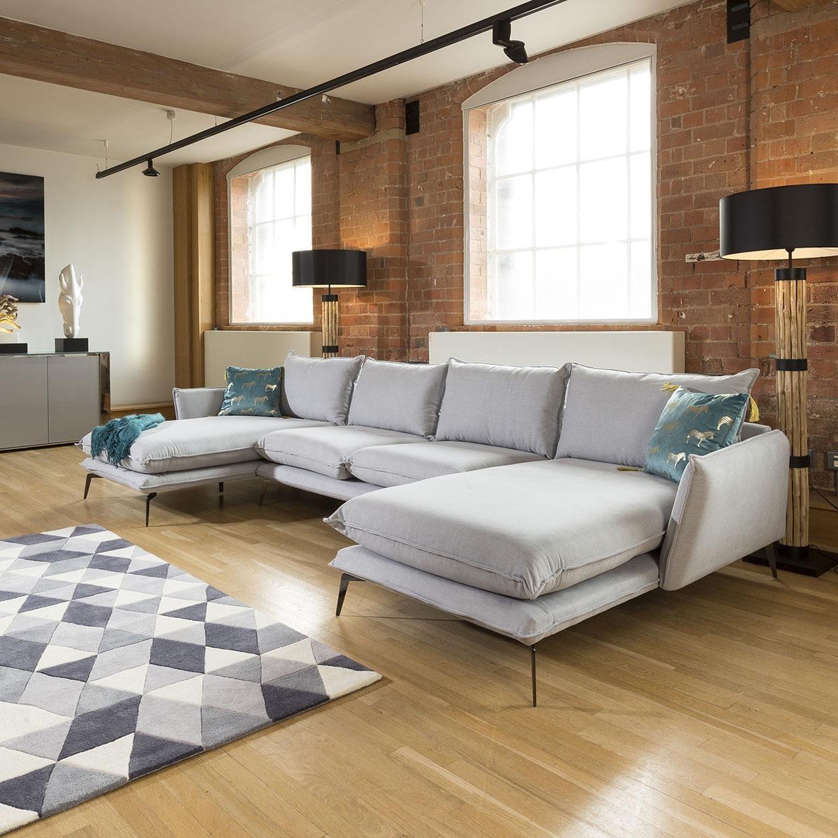 Rachel Super Wide U Shape Modern Modular Sofa Many Fabrics 3.65 x 1.6m – image 1