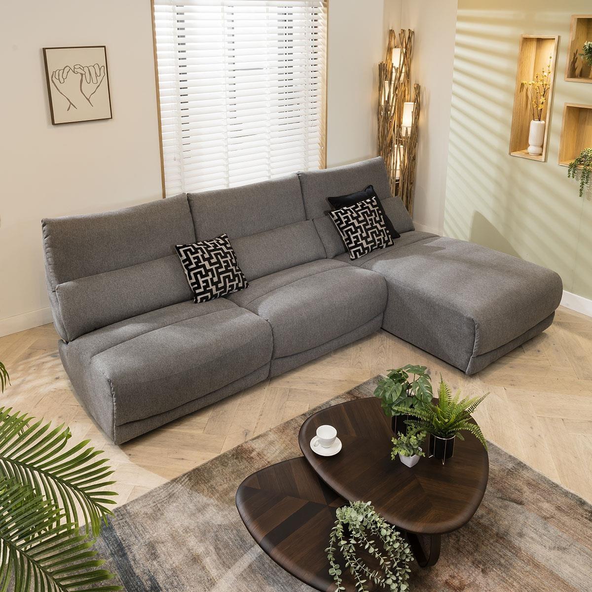 Premium 4 Seater L-Shape Modern Corner Sofa Set Chaise Grey Fabric L1 – image 2
