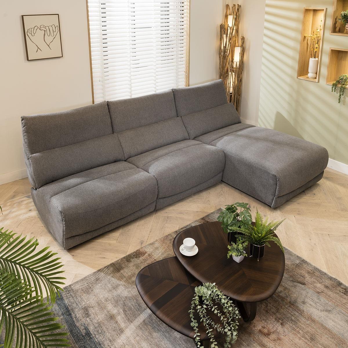 Premium 4 Seater L-Shape Modern Corner Sofa Set Chaise Grey Fabric L1 – image 3