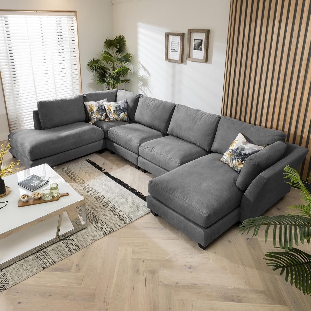 6 Seater Modern Modular L Shape Corner Sofa 362x225cm Custom Fabric
