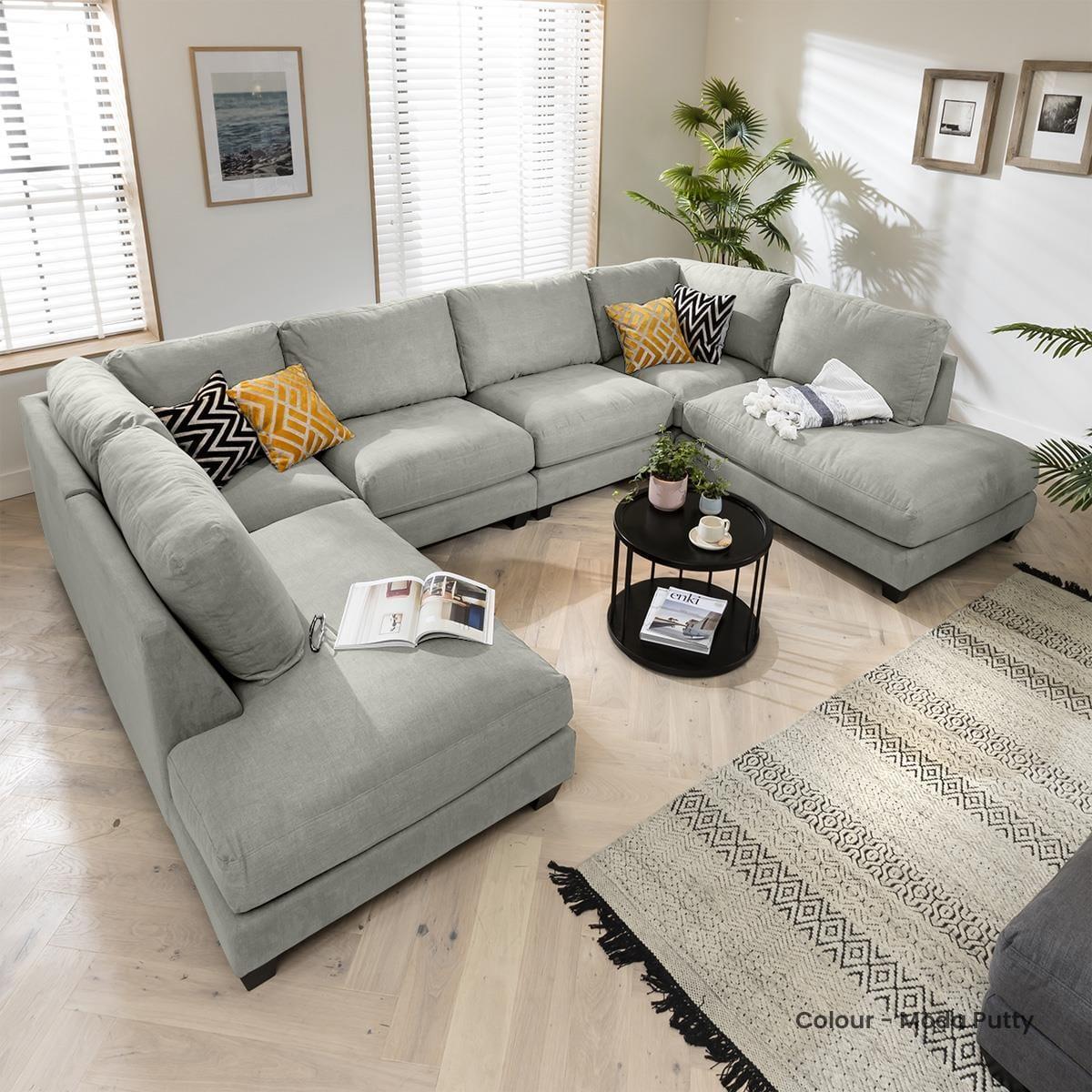 6 Seater Modern Modular U Shape Corner Sofa 350x225cm Custom Fabric – image 2