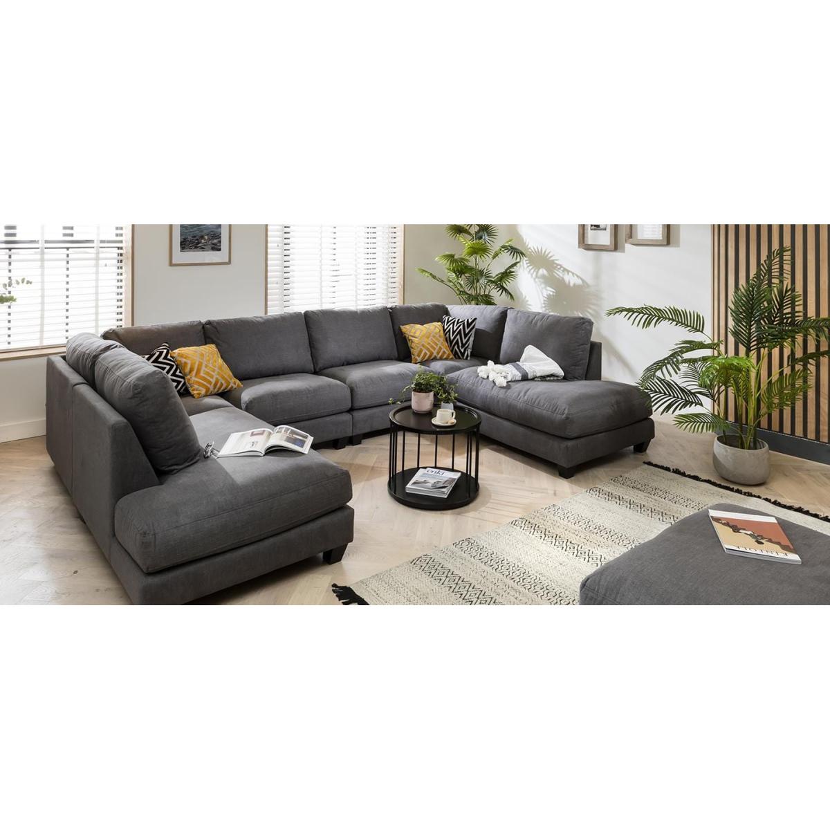 6 Seater Modern Modular U Shape Corner Sofa 350x225cm Custom Fabric – image 3