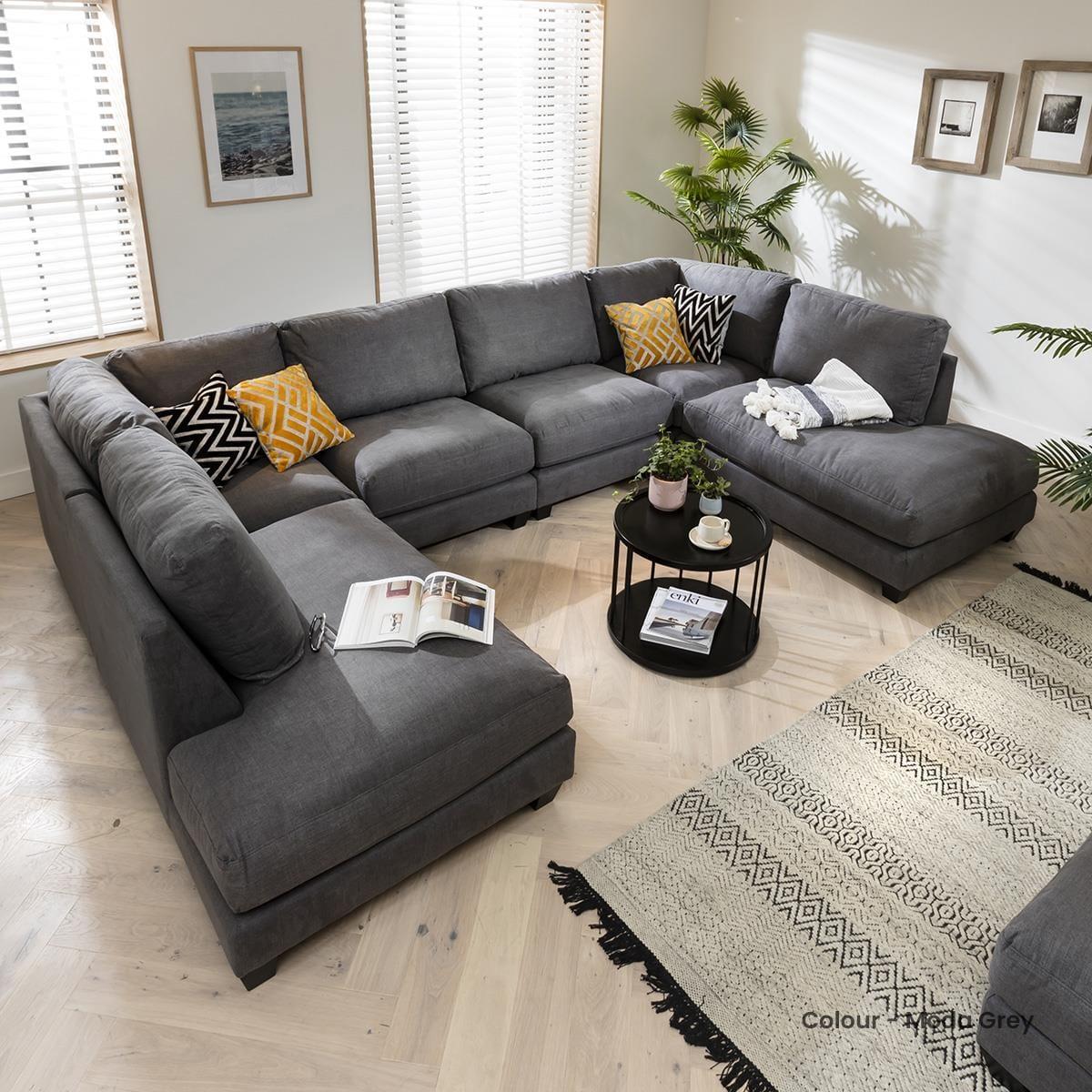 6 Seater Modern Modular U Shape Corner Sofa 350x225cm Custom Fabric – image 9