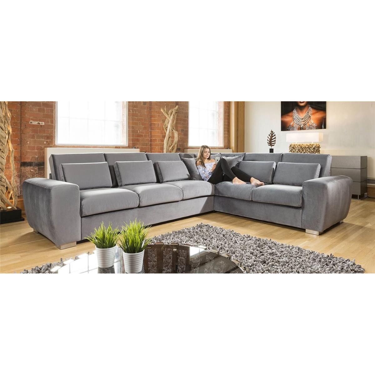 Quatropi Ohio Large Luxury L Shape Velvet Corner Sofa 6 Seater 5L – image 2