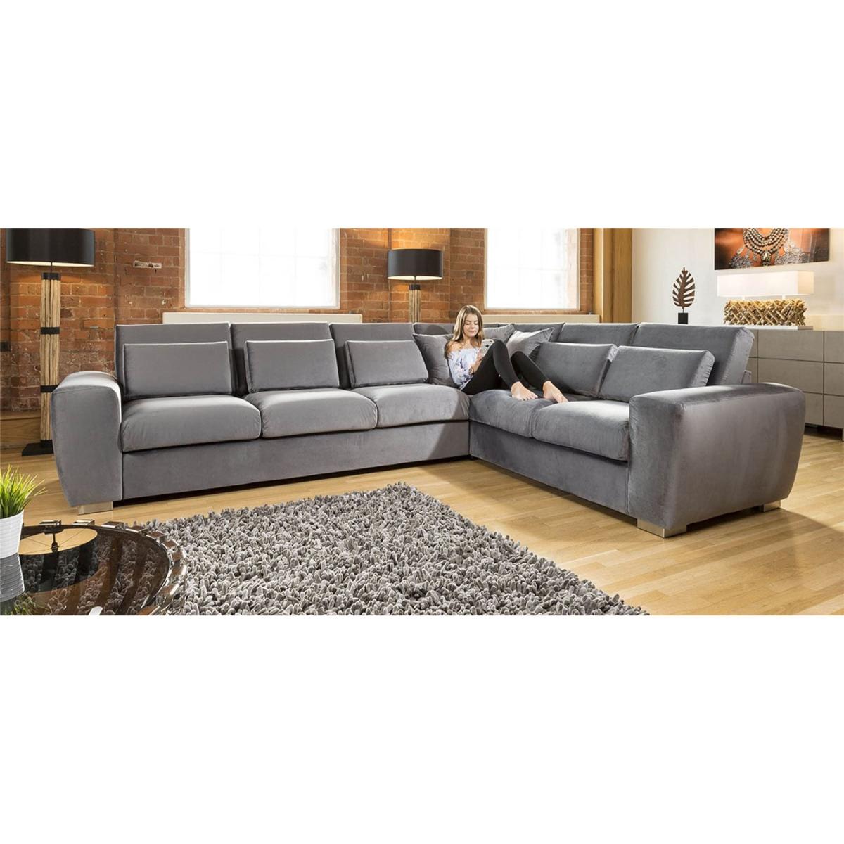 Quatropi Ohio Large Luxury L Shape Velvet Corner Sofa 6 Seater 5L – image 3