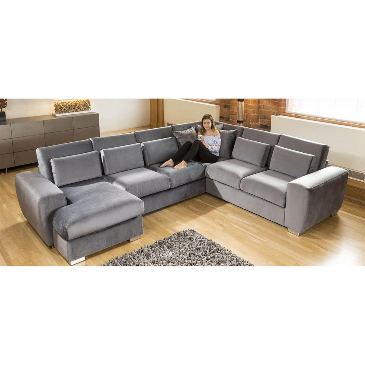 Quatropi Ohio Luxury L Shape Velvet Corner Sofa 6 Seater Chaise 14L – image 2