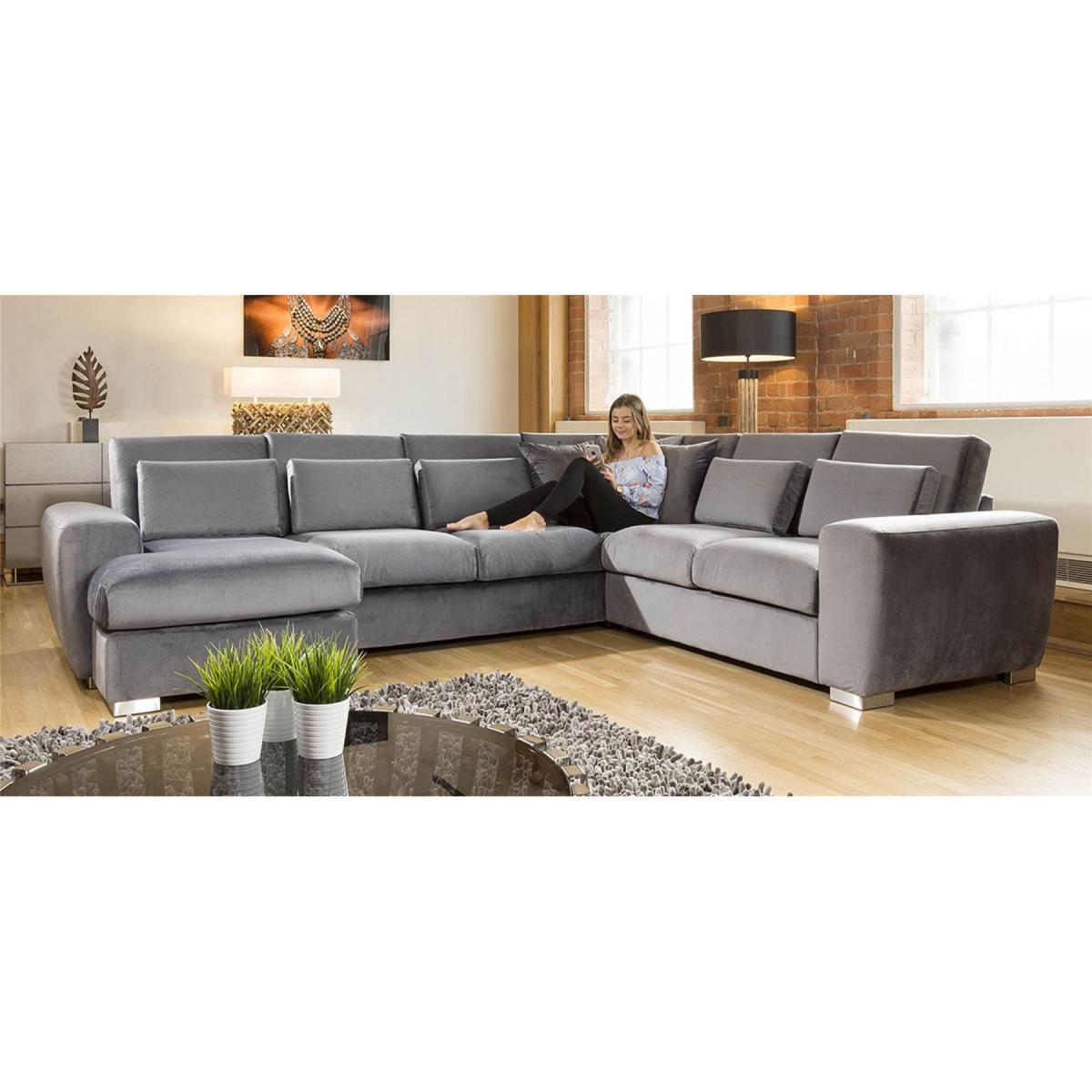 Quatropi Ohio Luxury L Shape Velvet Corner Sofa 6 Seater Chaise 14L – image 3