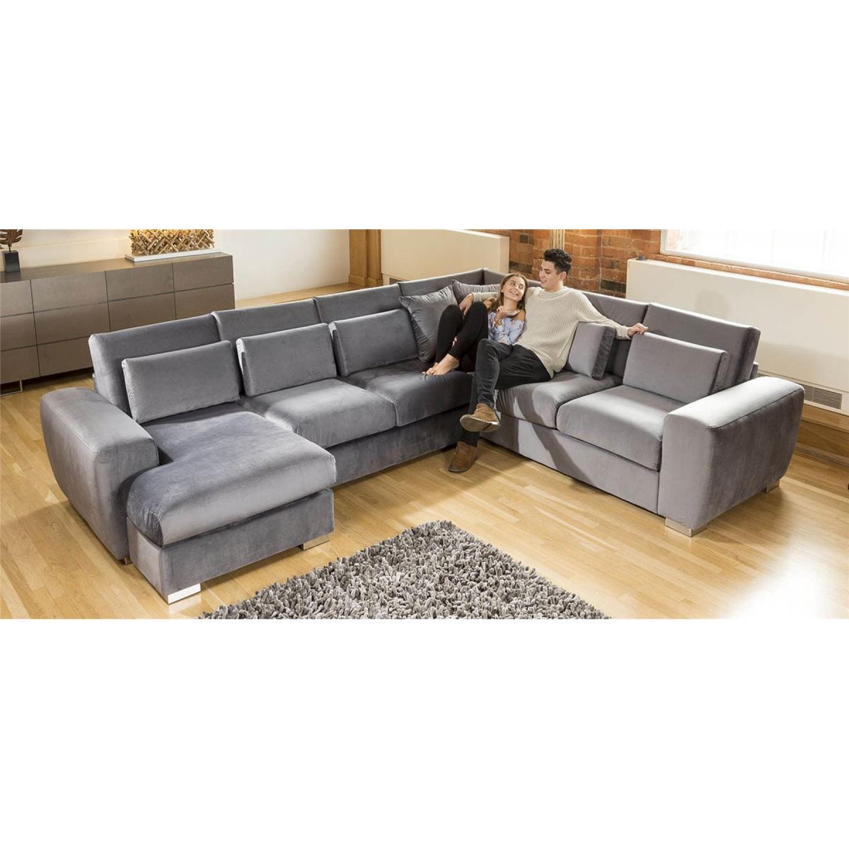 Quatropi Ohio Luxury L Shape Velvet Corner Sofa 6 Seater Chaise 14L – image 9