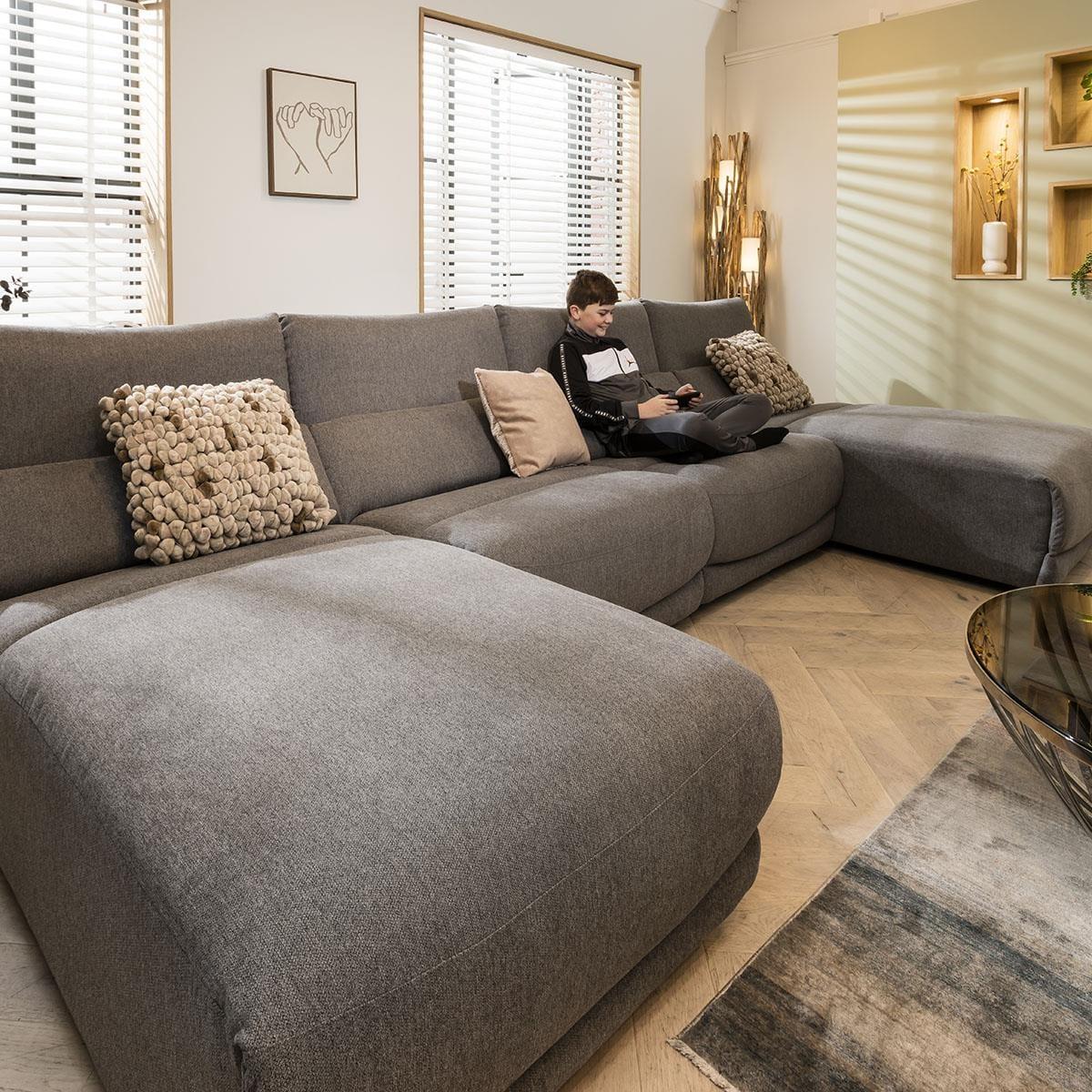 Modern 5 Seater Modular U-Shape Corner Sofa Chaise Set Grey Fabric U1 – image 3