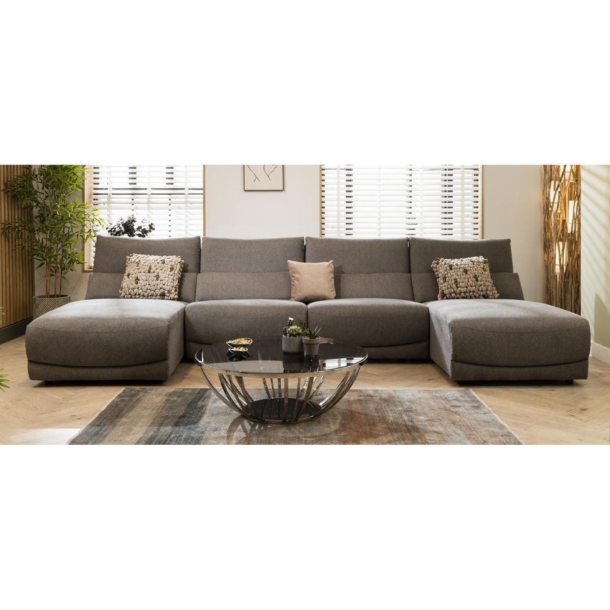 Modern 5 Seater Modular U-Shape Corner Sofa Chaise Set Grey Fabric U1 – image 5