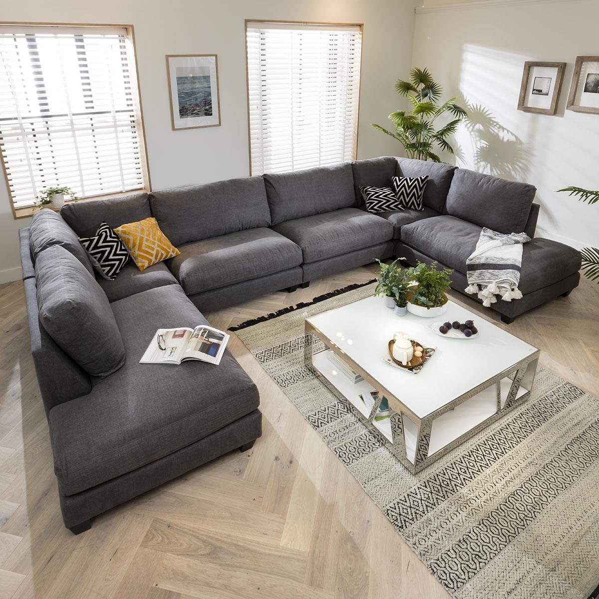 Modern Modular U Shape Corner 6 Seater Sofa 400x225cm Custom Fabric – image 4