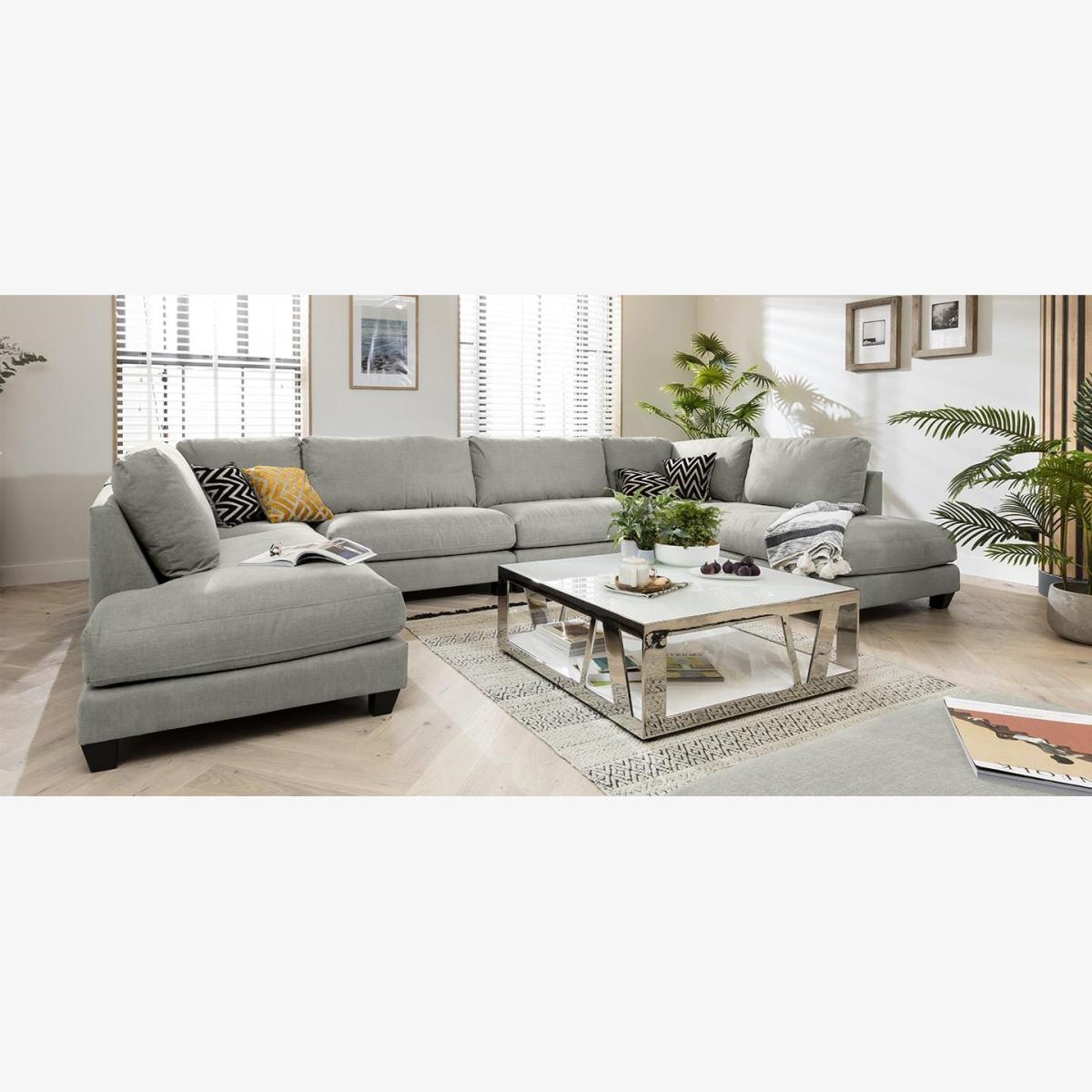 Modern Modular U Shape Corner 6 Seater Sofa 400x225cm Custom Fabric – image 1