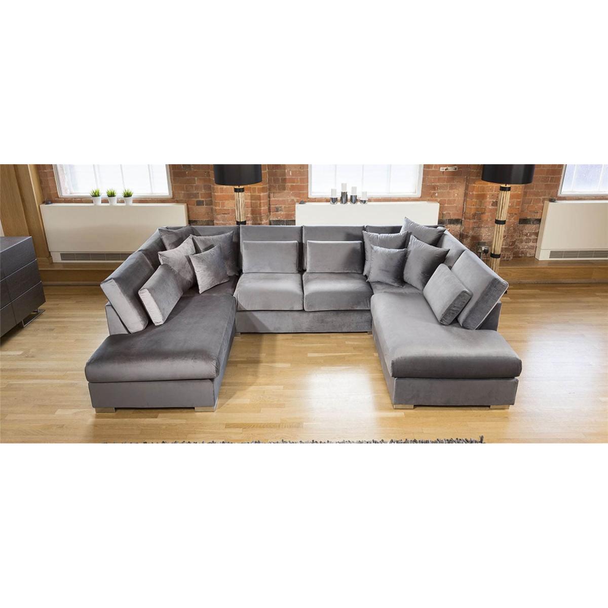 Quatropi Ohio Comfy Luxury Large U Shape Corner Sofa 6 Seater Velvet 8 – image 2