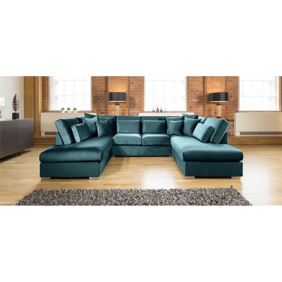 Quatropi Ohio Comfy Luxury Large U Shape Corner Sofa 6 Seater Velvet 8 – image 11
