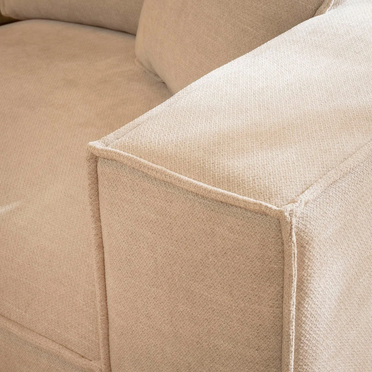 Designer L-Shape Corner Sofa 7 Seater Modular Settee Natural Cream Fabric 386x386cm 17 – image 4
