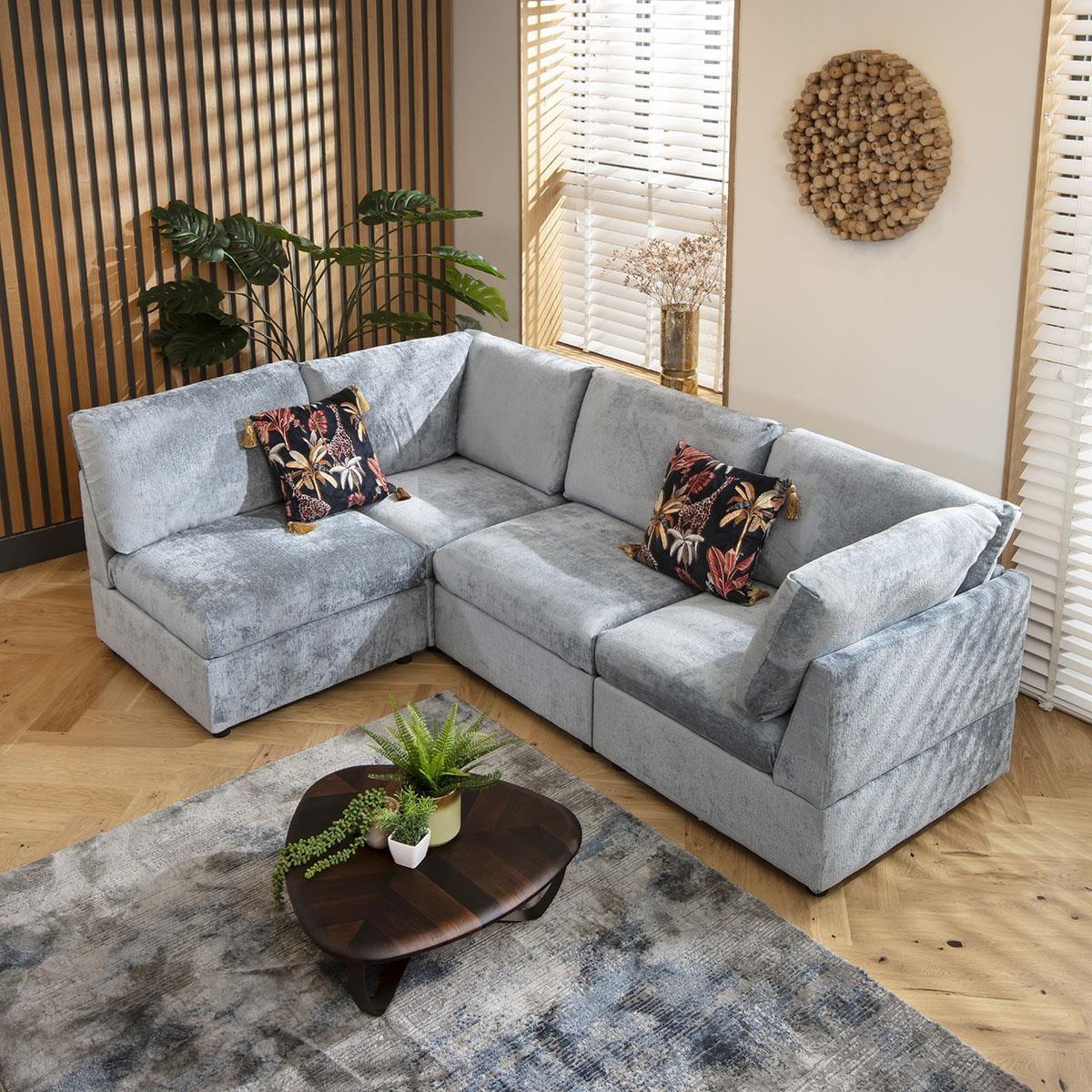 Sully 4 Seater Corner Sofa Blue Chenille 240x160cm 12R – image 2