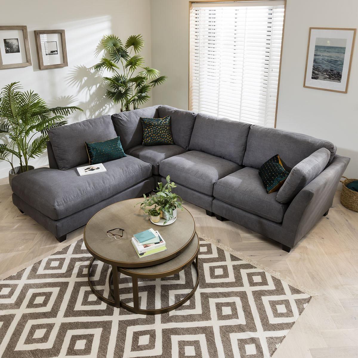 Modern Modular L Shape 4 Seater Corner Sofa 282x225cm Custom Fabric