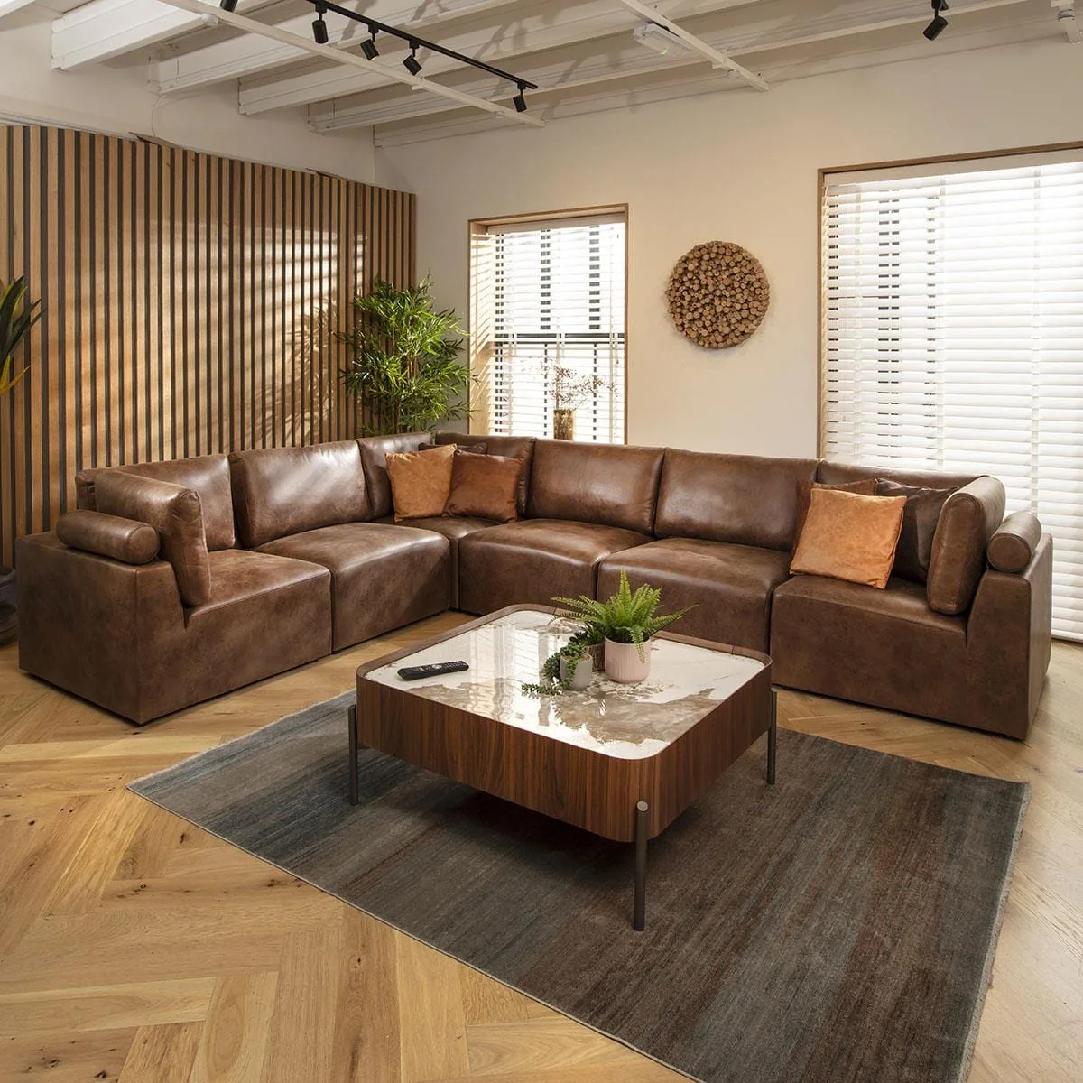 ExDisplay Martha 6 Seater Corner Sofa Antique Brown 348x266cm 15R – image 4