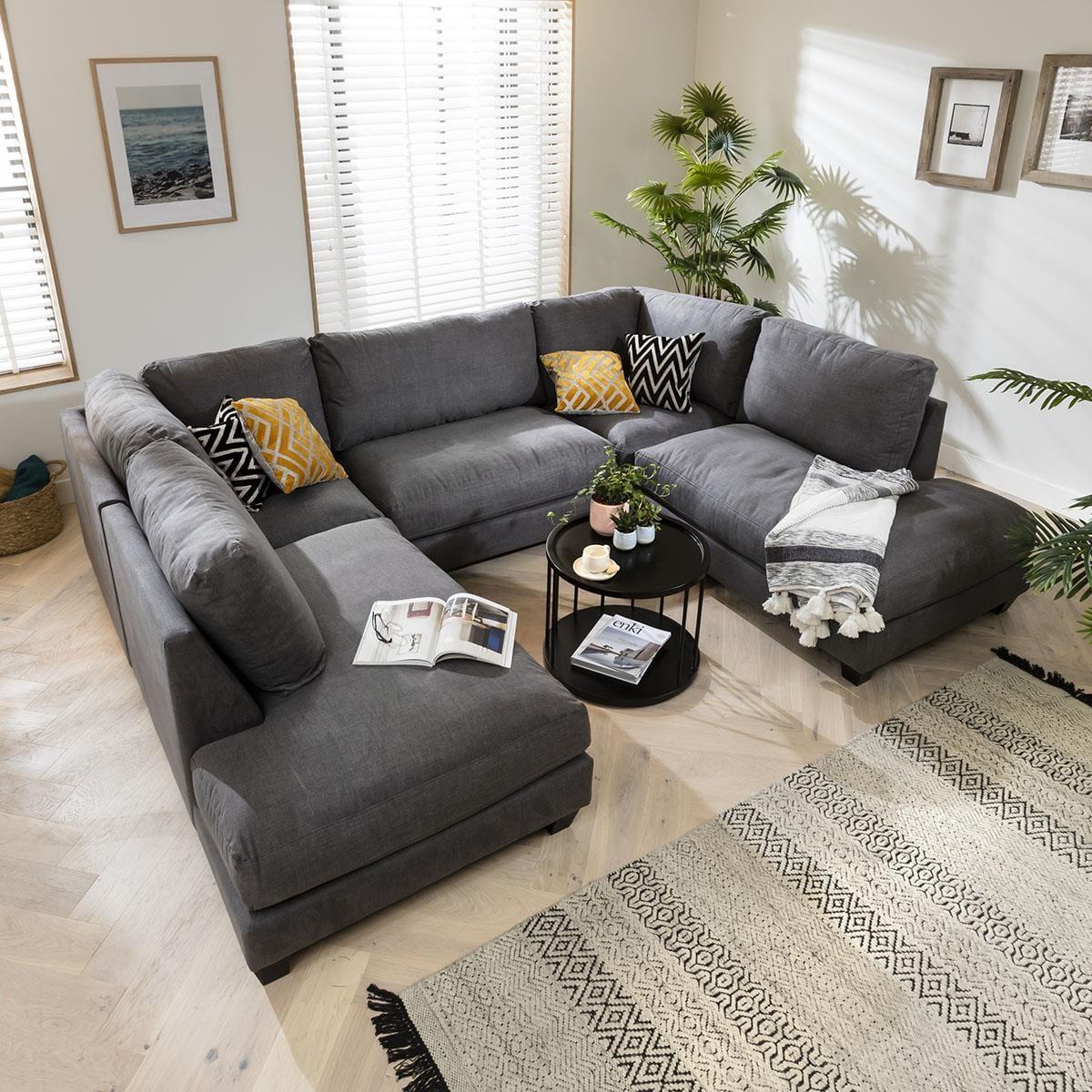 Modern Modular U Shape Corner 6 Seater Sofa 295x225cm Custom Fabric – image 1