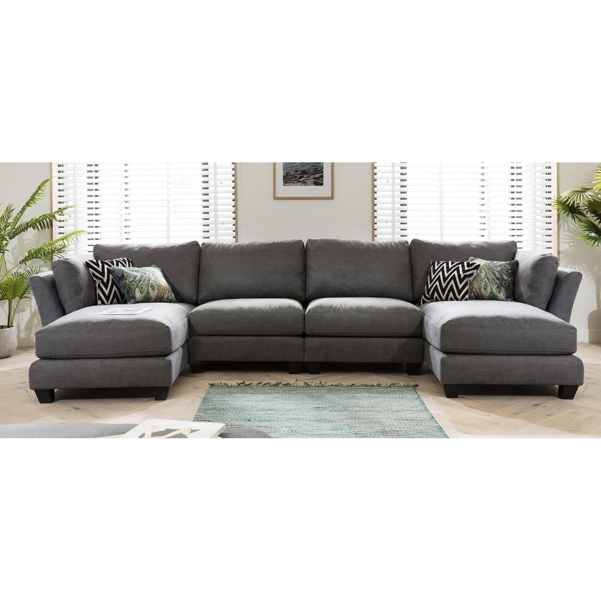 Modern Modular L Shape Corner Sofa 4 Seater 374x162cm Custom Fabric – image 4