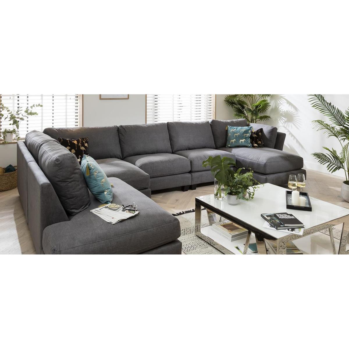 Modern Modular L Shape Corner Sectional Sofa 399x262cm Custom Fabric – image 4