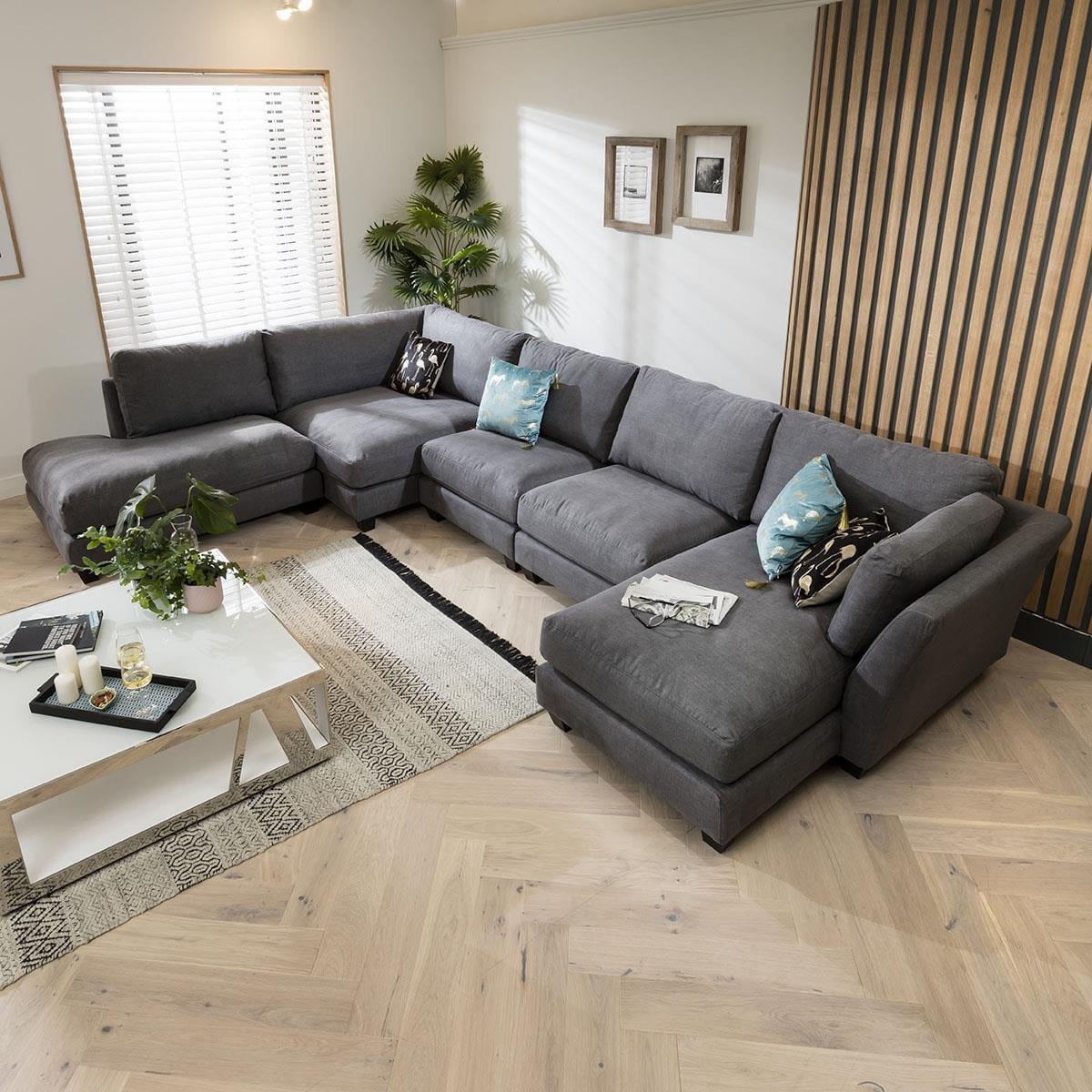 Modern Modular L Shape Corner Sectional Sofa 399x262cm Custom Fabric – image 1