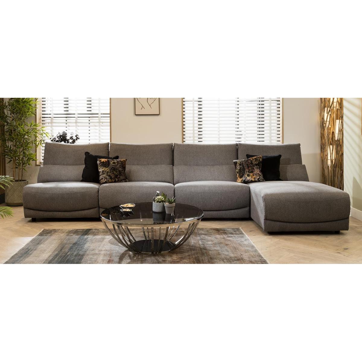 Modern 5 Seater Modular L-Shape Corner Sofa Set Chaise Grey Fabric L2 – image 3