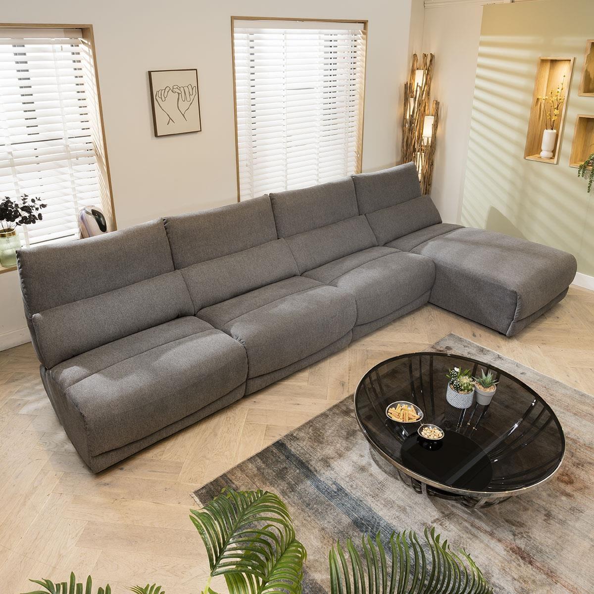 Modern 5 Seater Modular L-Shape Corner Sofa Set Chaise Grey Fabric L2 – image 5
