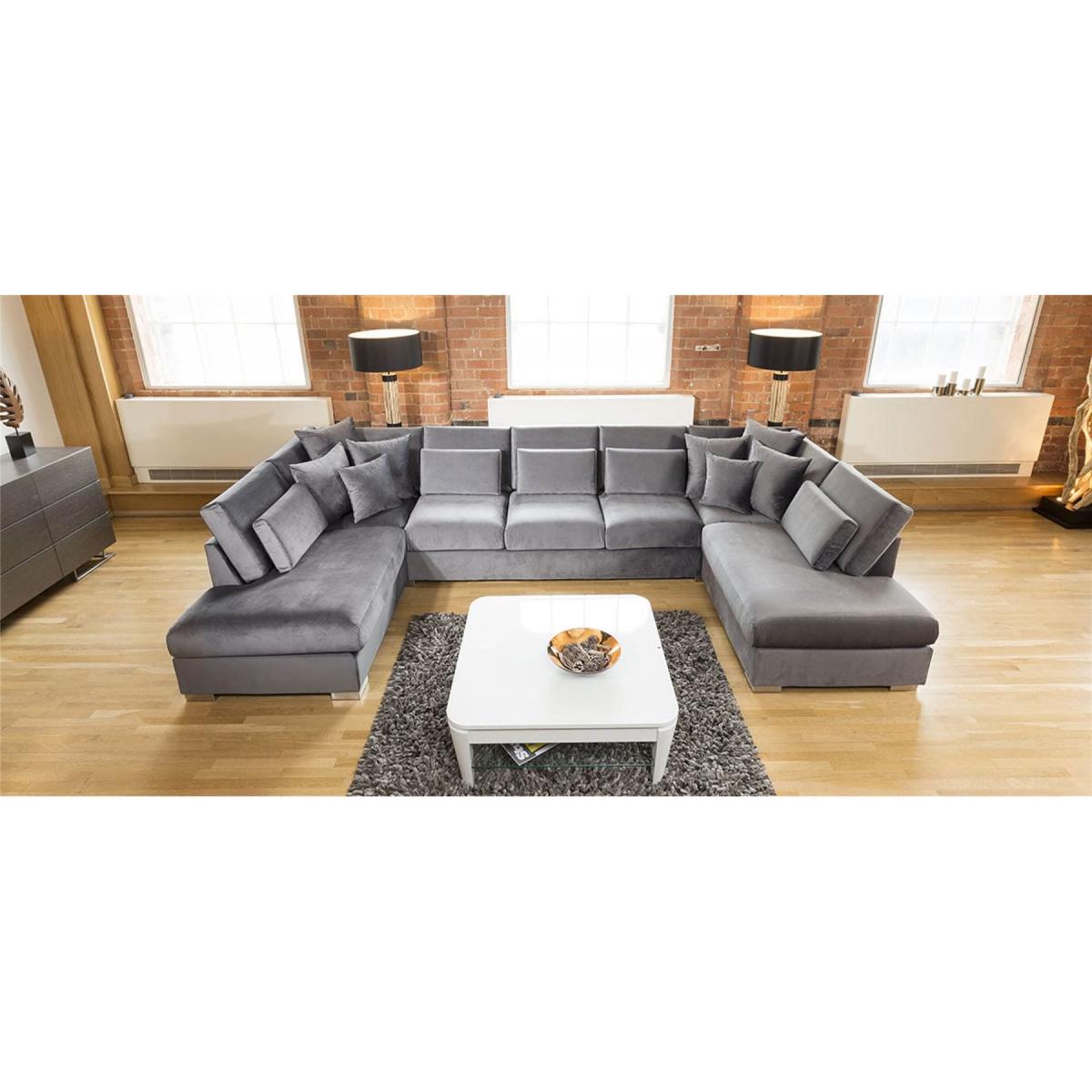 Quatropi Ohio Luxury Extra Large U Shape Corner Sofa Velvet Fabric 81 – image 3