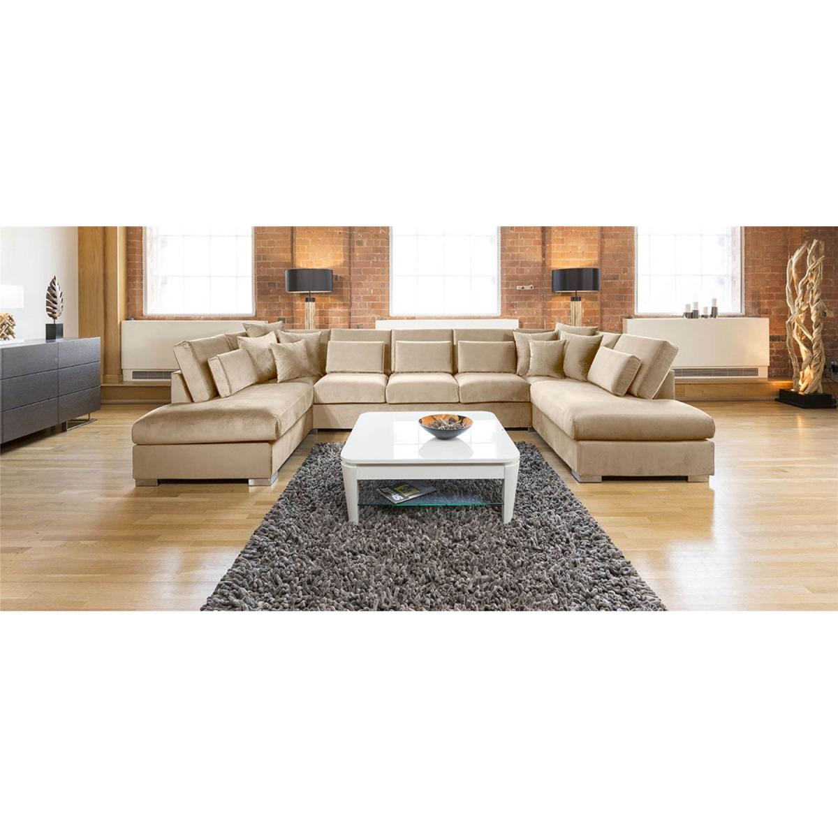 Quatropi Ohio Luxury Extra Large U Shape Corner Sofa Velvet Fabric 81 – image 5