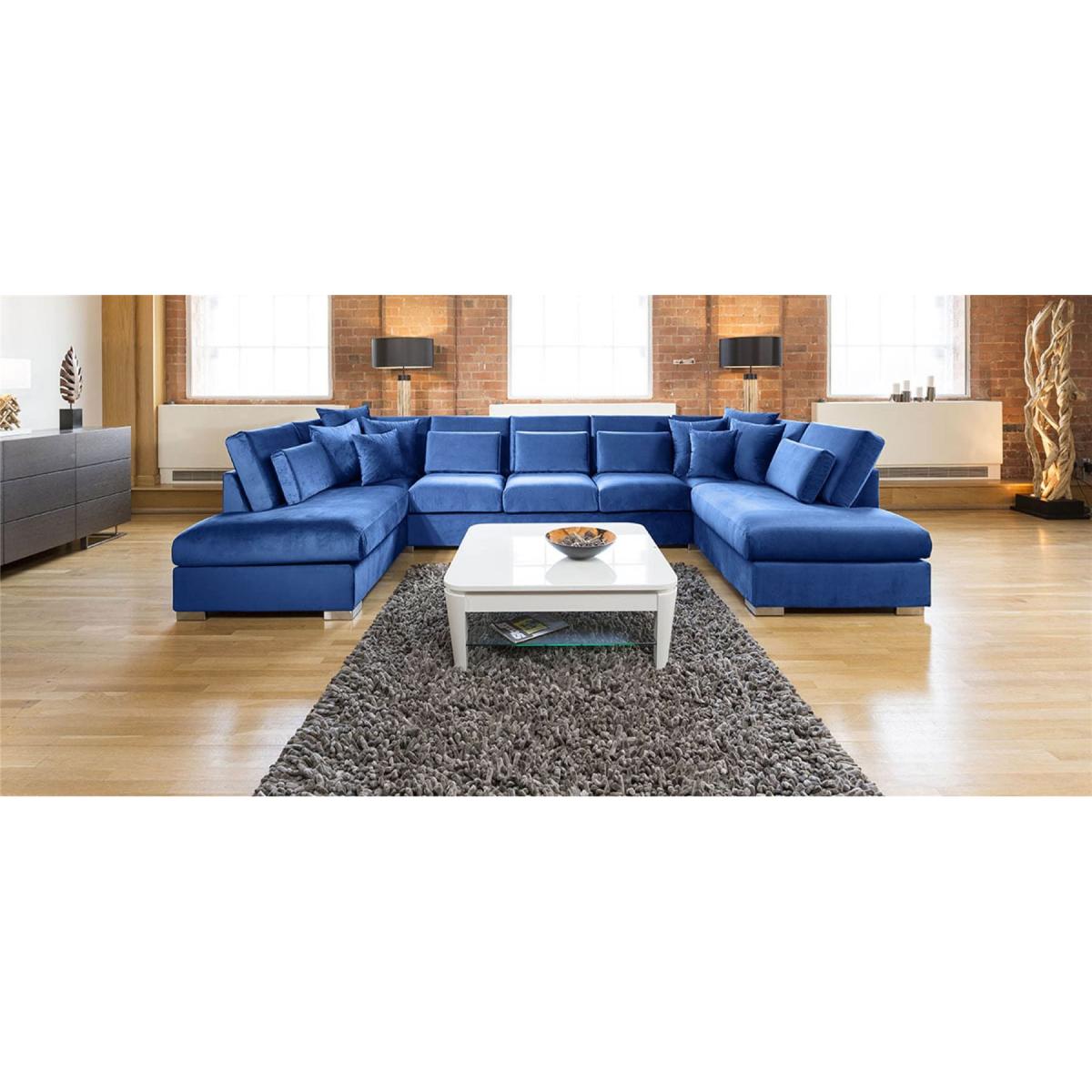 Quatropi Ohio Luxury Extra Large U Shape Corner Sofa Velvet Fabric 81 – image 6