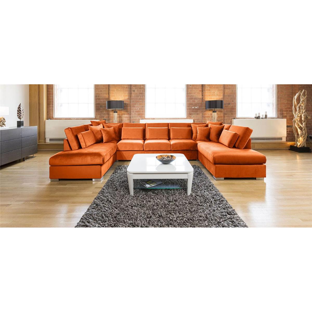 Quatropi Ohio Luxury Extra Large U Shape Corner Sofa Velvet Fabric 81 – image 9