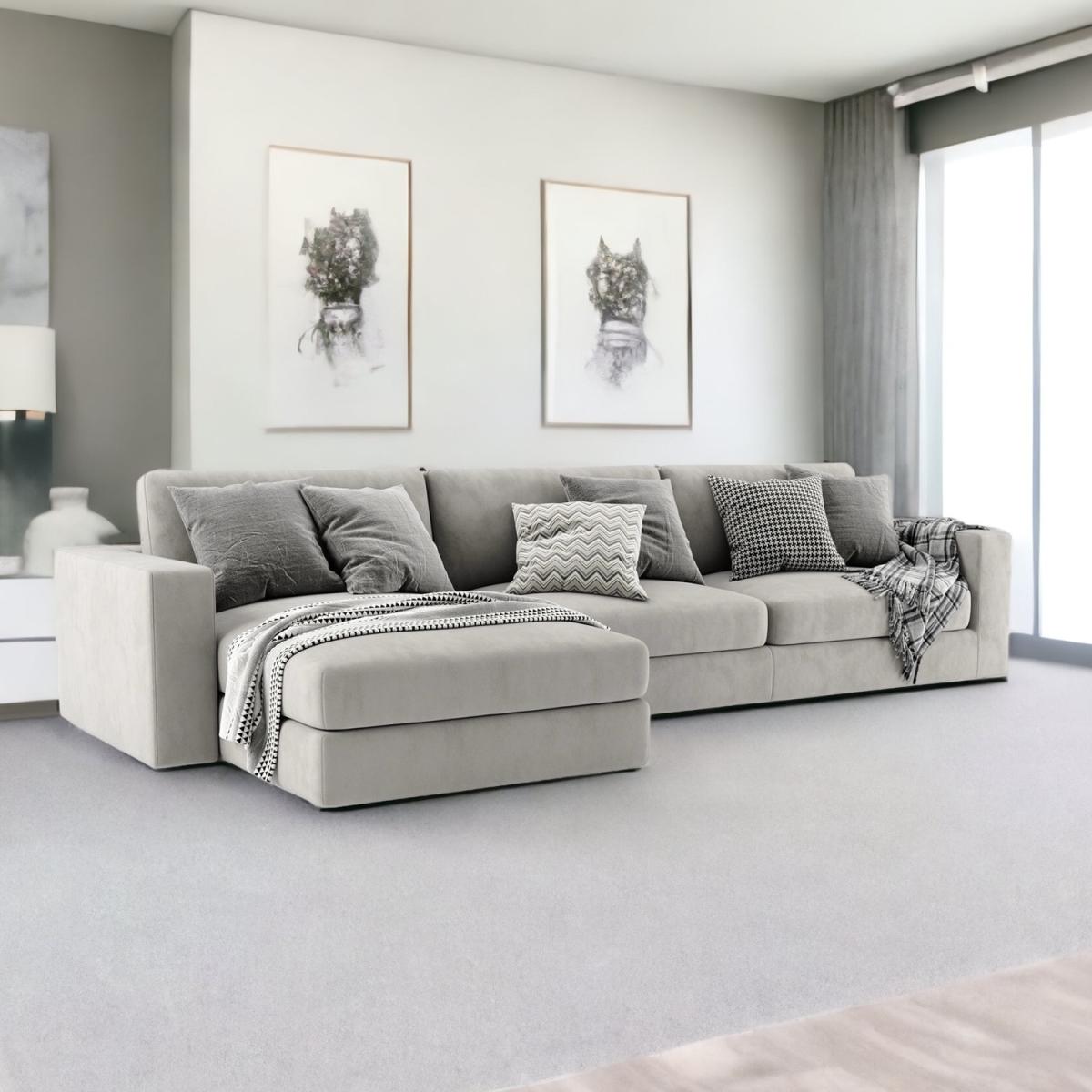 Fabio Modern Premium L Shape Sofa - Silver / Left-hand