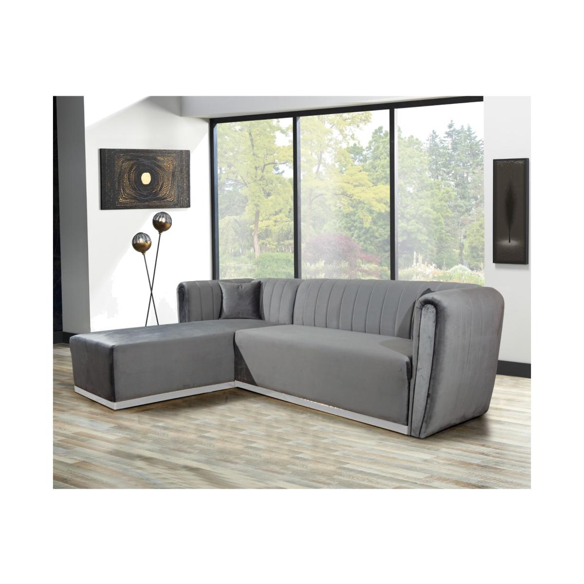 Medeline Velvet Corner Sofa Left hand Chaise - Grey