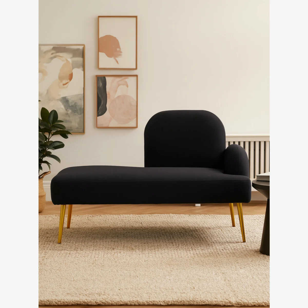 Heather Black Right Hand Chaise Longue - Black – image 1