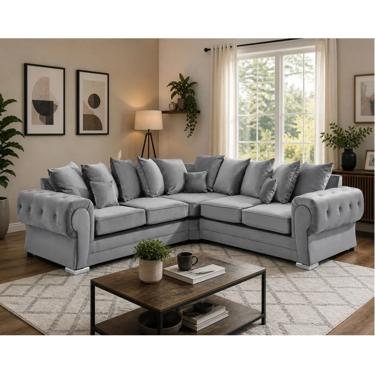 VERONA Plush Fabric 2 Corner 2 (2C2) Scatter Back Sofa – image 13