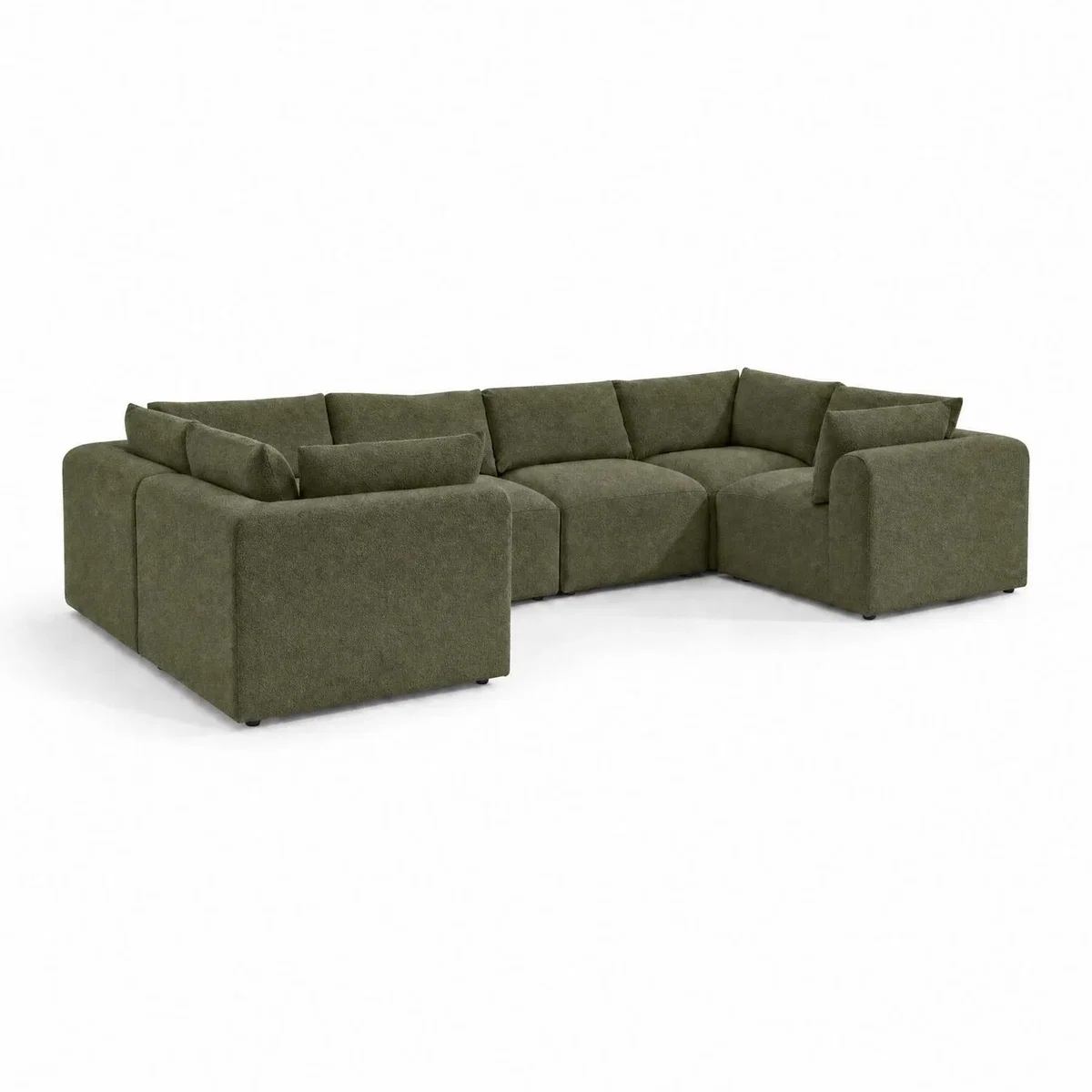 Drift Boucle Fabric 5 Seater U-Shaped Modular Corner Sofa - Green – image 7