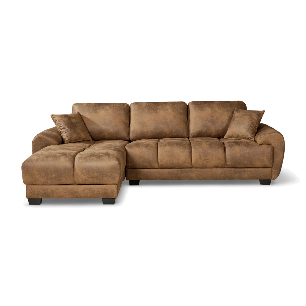 Faux Leather Suede Brown 1C2 Corner Sofa JACK - Brown – image 1
