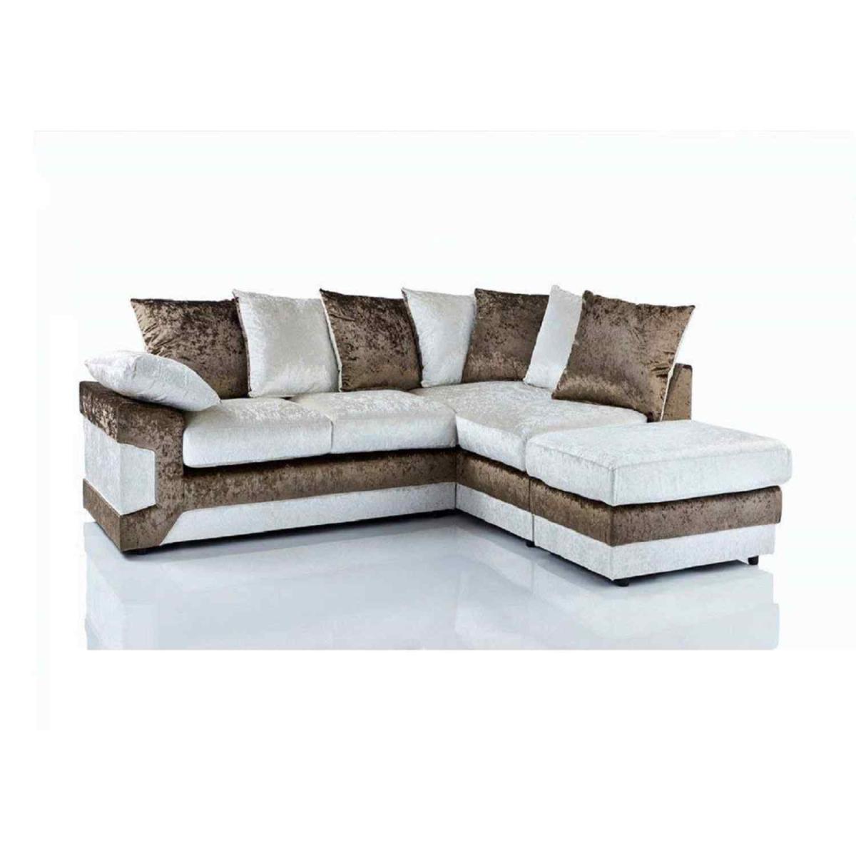 Dennata Modern Crush Velvet Corner Sofa RHF - Silver & Mink – image 2
