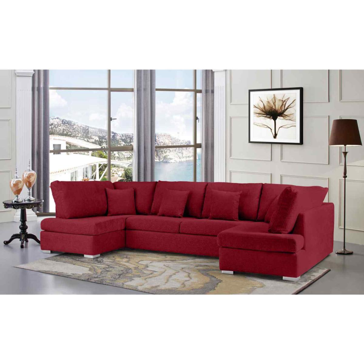 Ollie Large U Shape Sofa Velour Velvet Fabric - Cream – image 15