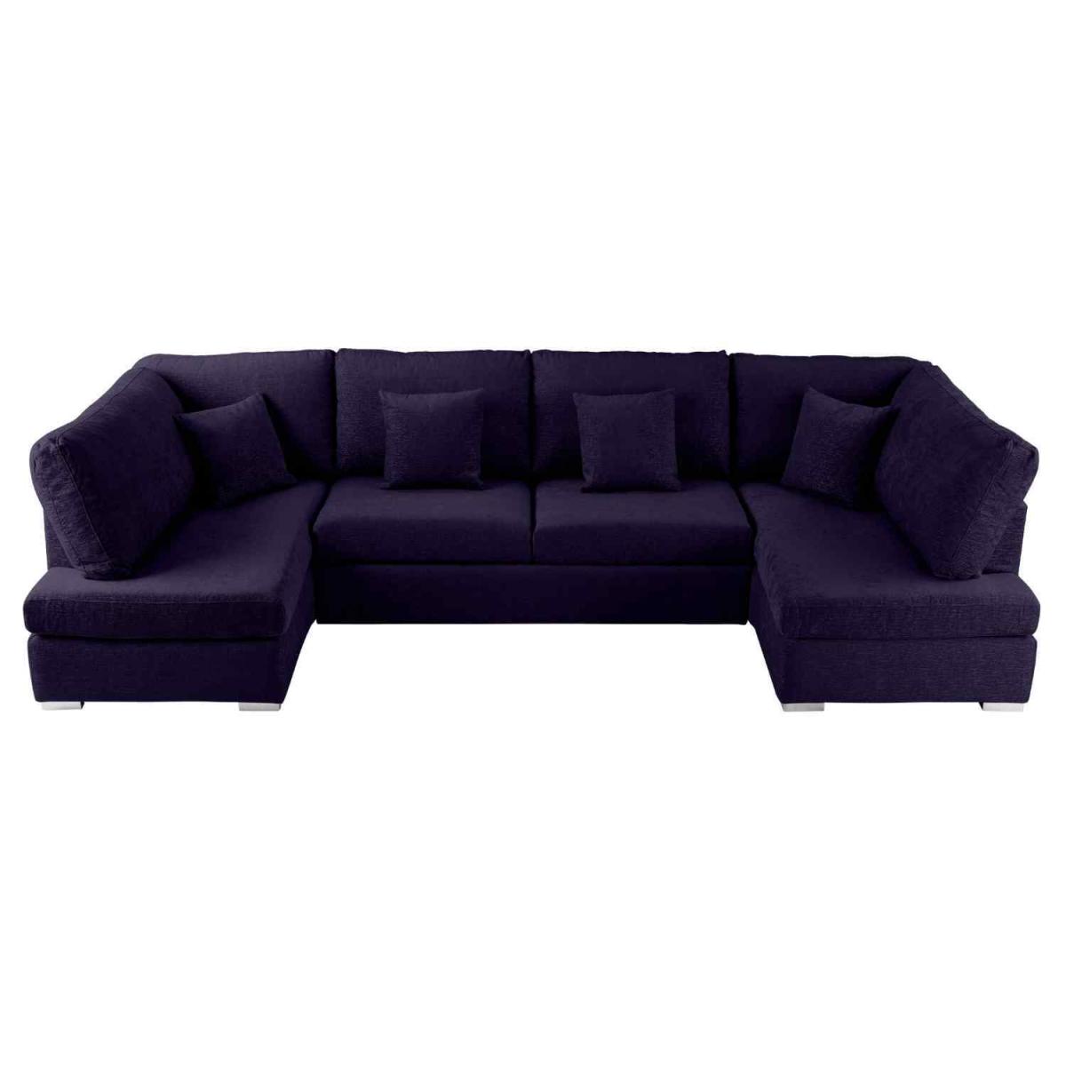 Ollie Large U Shape Sofa Velour Velvet Fabric - Cream – image 19
