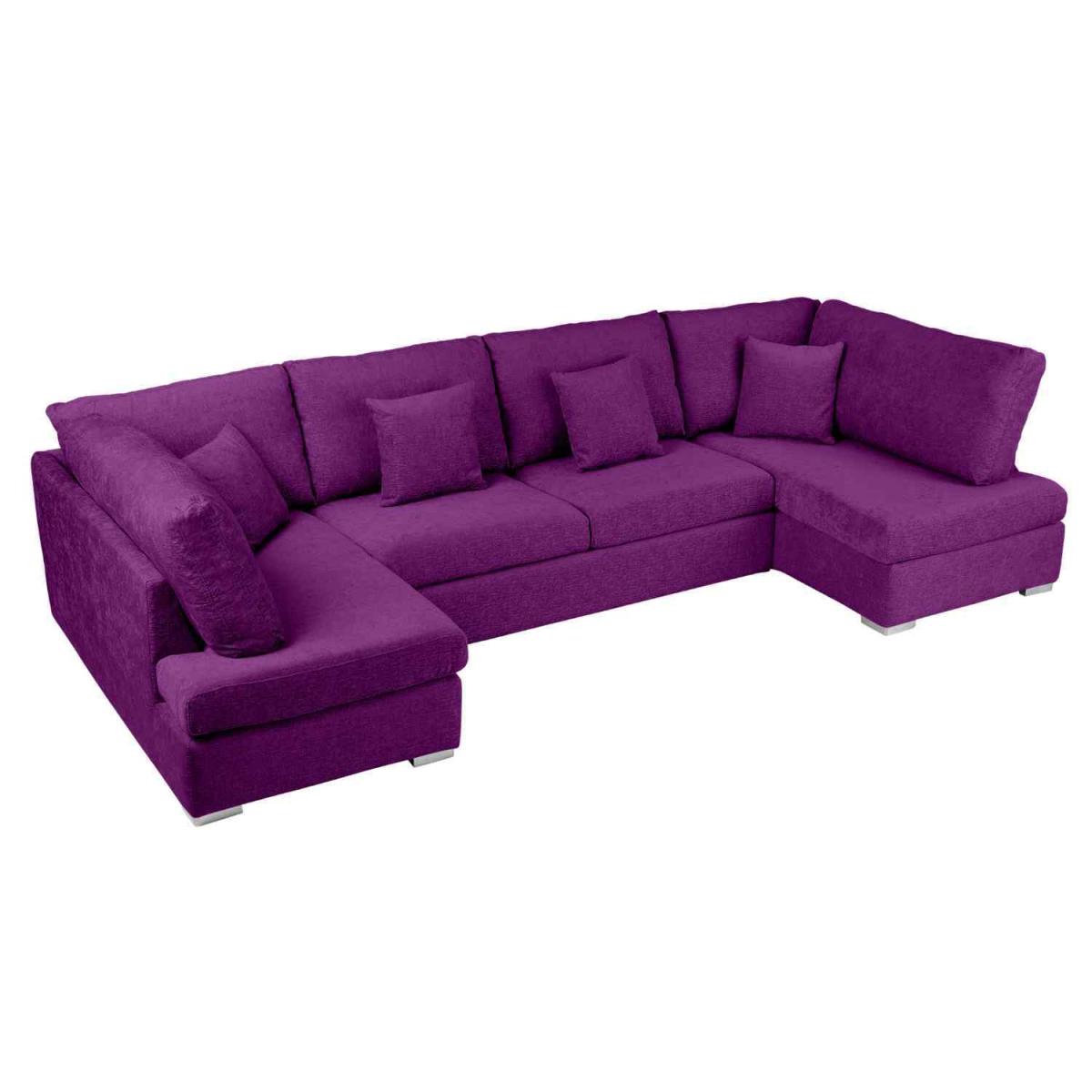 Ollie Large U Shape Sofa Velour Velvet Fabric - Cream – image 20