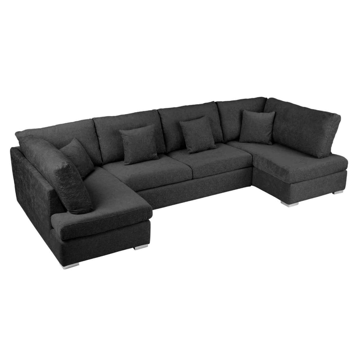 Ollie Large U Shape Sofa Velour Velvet Fabric - Cream – image 22