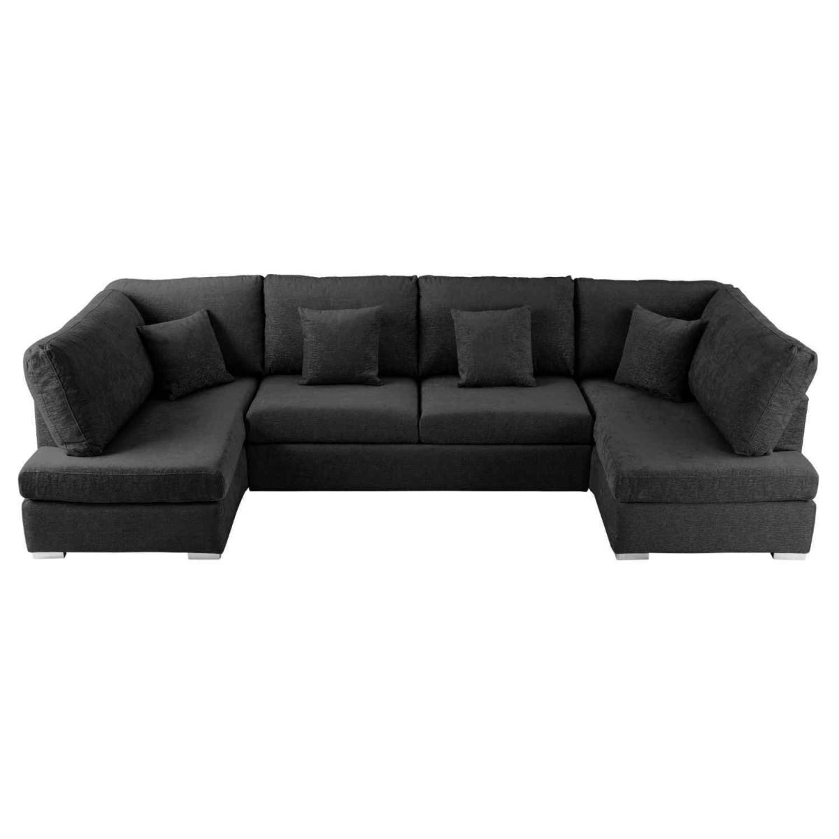 Ollie Large U Shape Sofa Velour Velvet Fabric - Cream – image 23