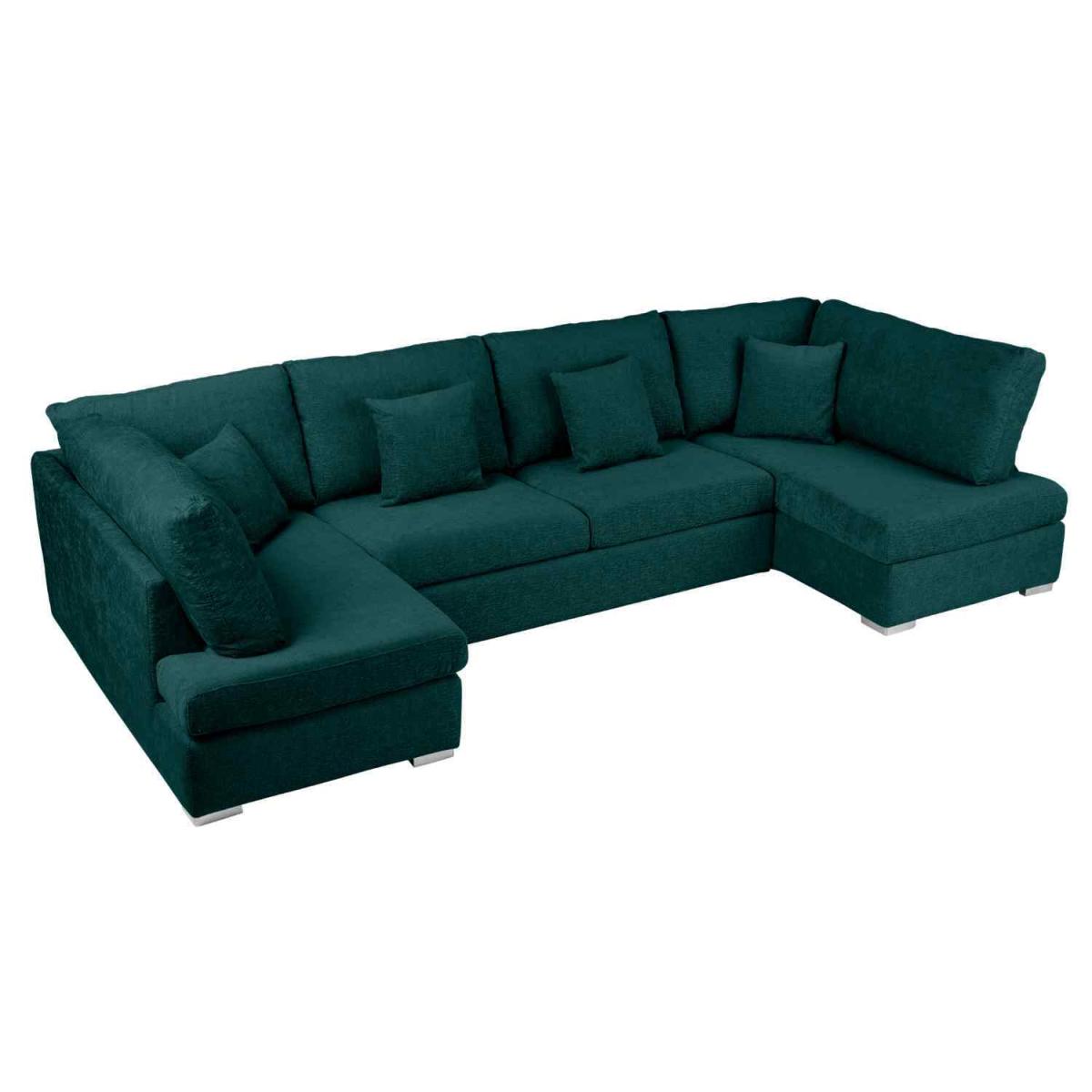 Ollie Large U Shape Sofa Velour Velvet Fabric - Cream – image 24