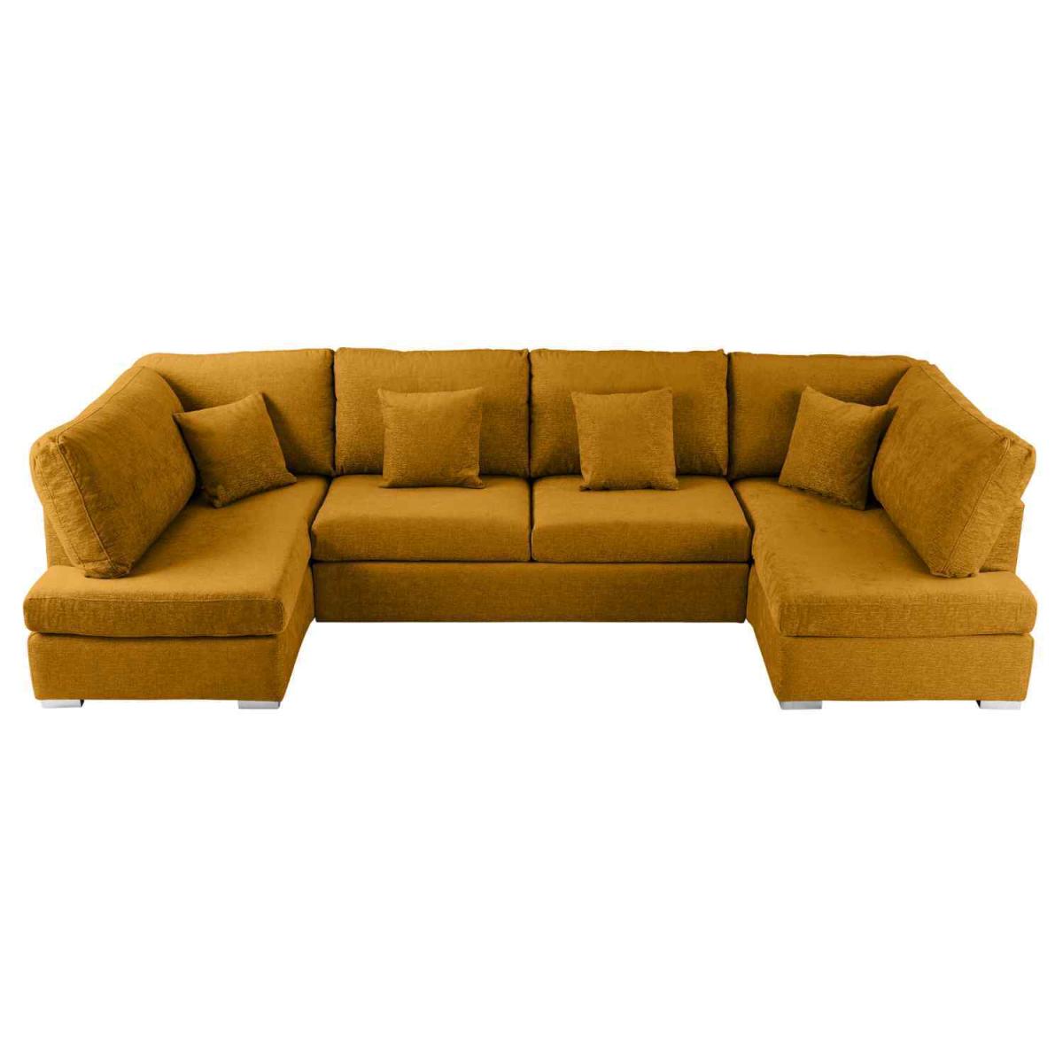 Ollie Large U Shape Sofa Velour Velvet Fabric - Cream – image 27