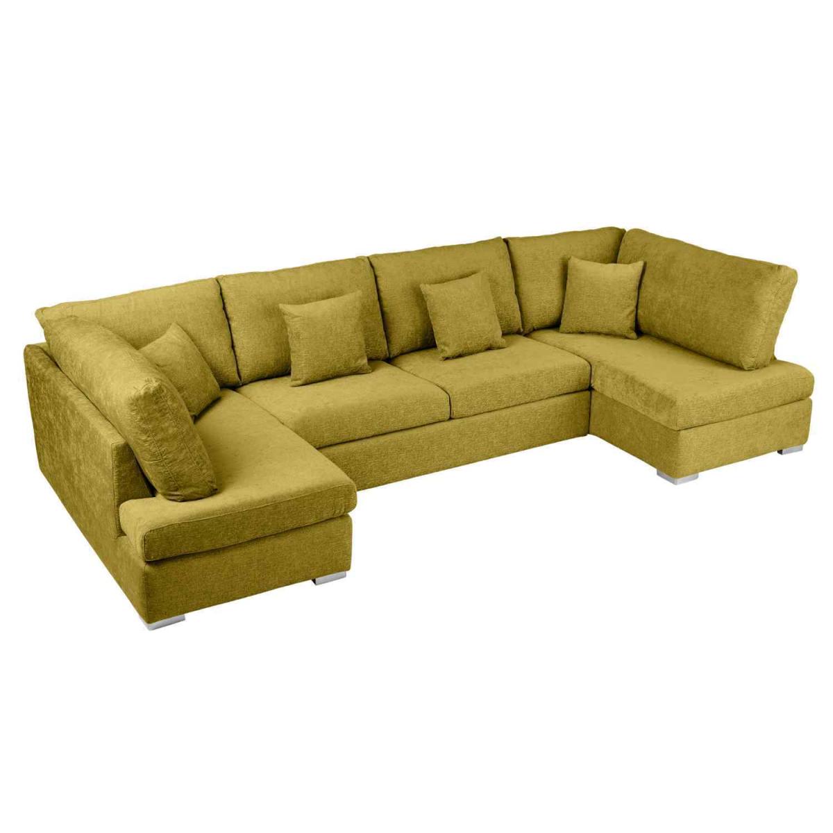 Ollie Large U Shape Sofa Velour Velvet Fabric - Cream – image 28