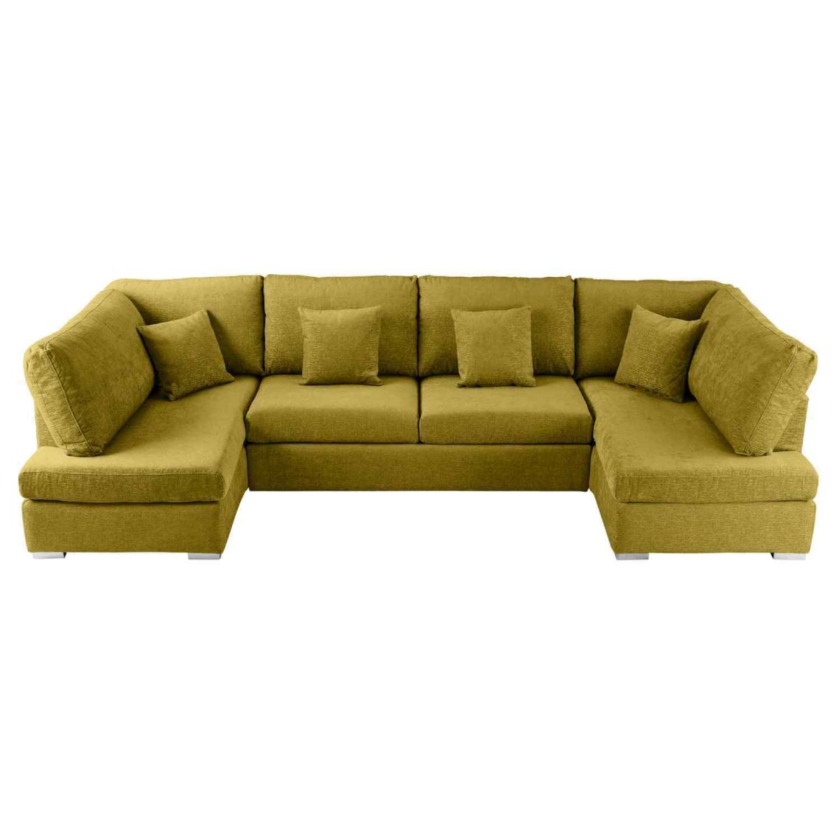 Ollie Large U Shape Sofa Velour Velvet Fabric - Cream – image 29